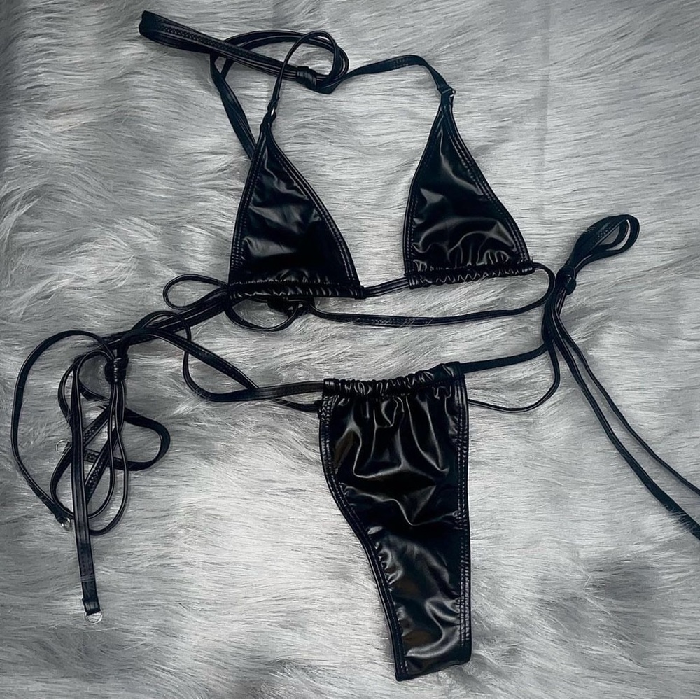 Shiny Black Triangle Bikini